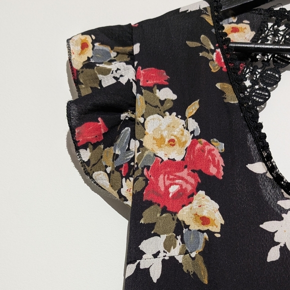 Women's summer Floral lace Maxi Dress Deep v- neck size M - Picture 5 of 13